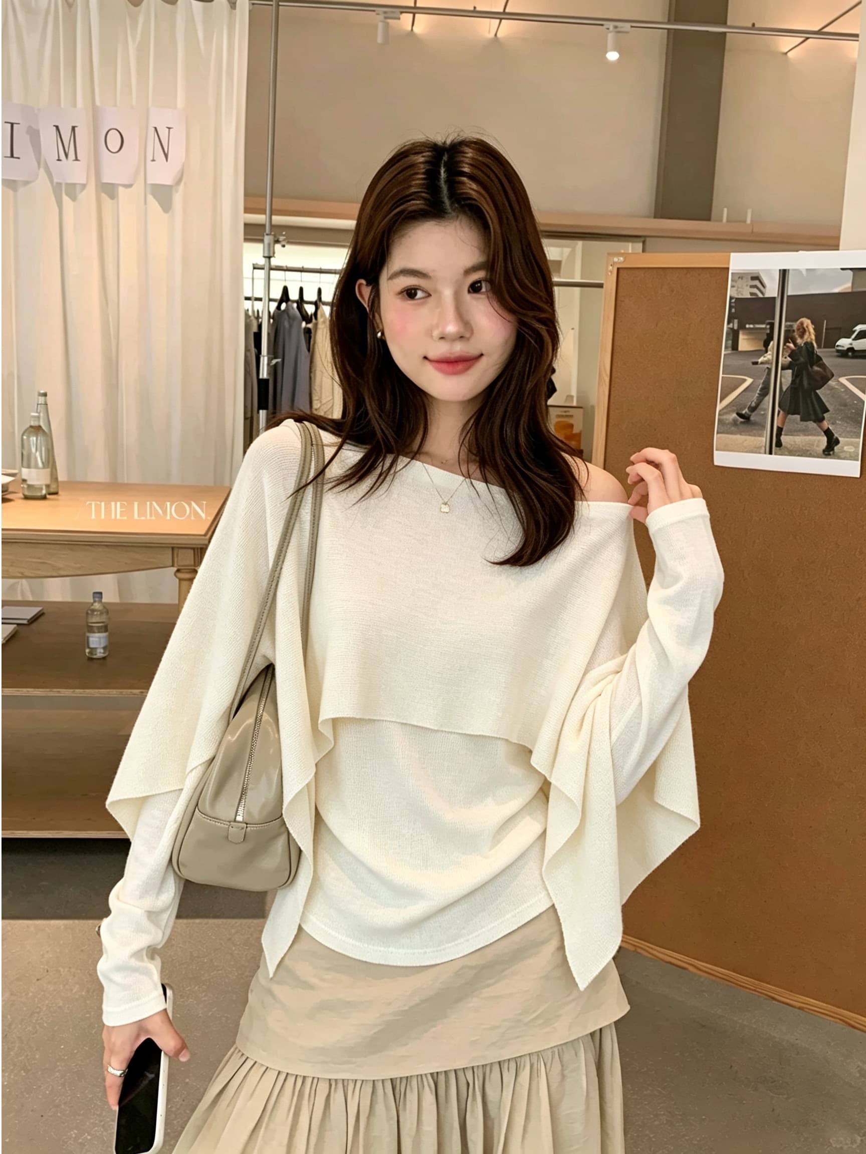 한 부서 부드러운 바람 폴로 칼라 페이크 레이어드 니트 스웨터 여성 2026 가을 겨울 몸매 가꾸기 V넥 일상 출퇴근 부드러운 찹쌀 맨위
