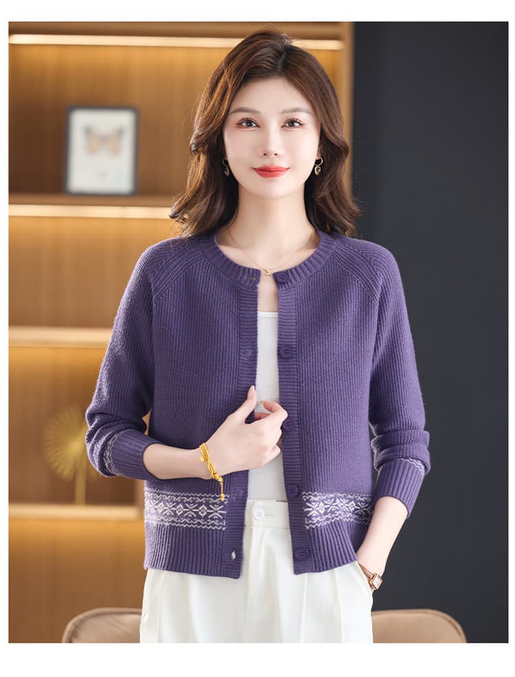 패션 품격 카디건 여성 뜨개질 오픈 가디건 봄 가을 새로운 엄마 쇼트 스타일 스웨터 코트 라운드 넥 외출용 상세 이미지 17