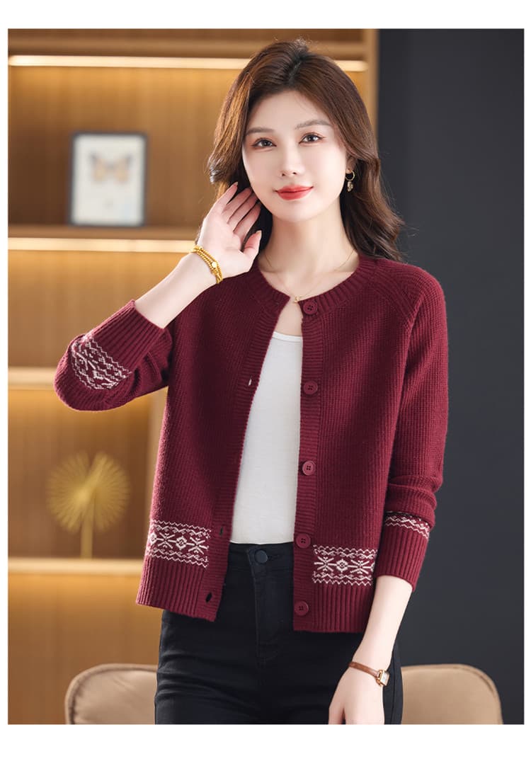 패션 품격 카디건 여성 뜨개질 오픈 가디건 봄 가을 새로운 엄마 쇼트 스타일 스웨터 코트 라운드 넥 외출용 상세 이미지 23