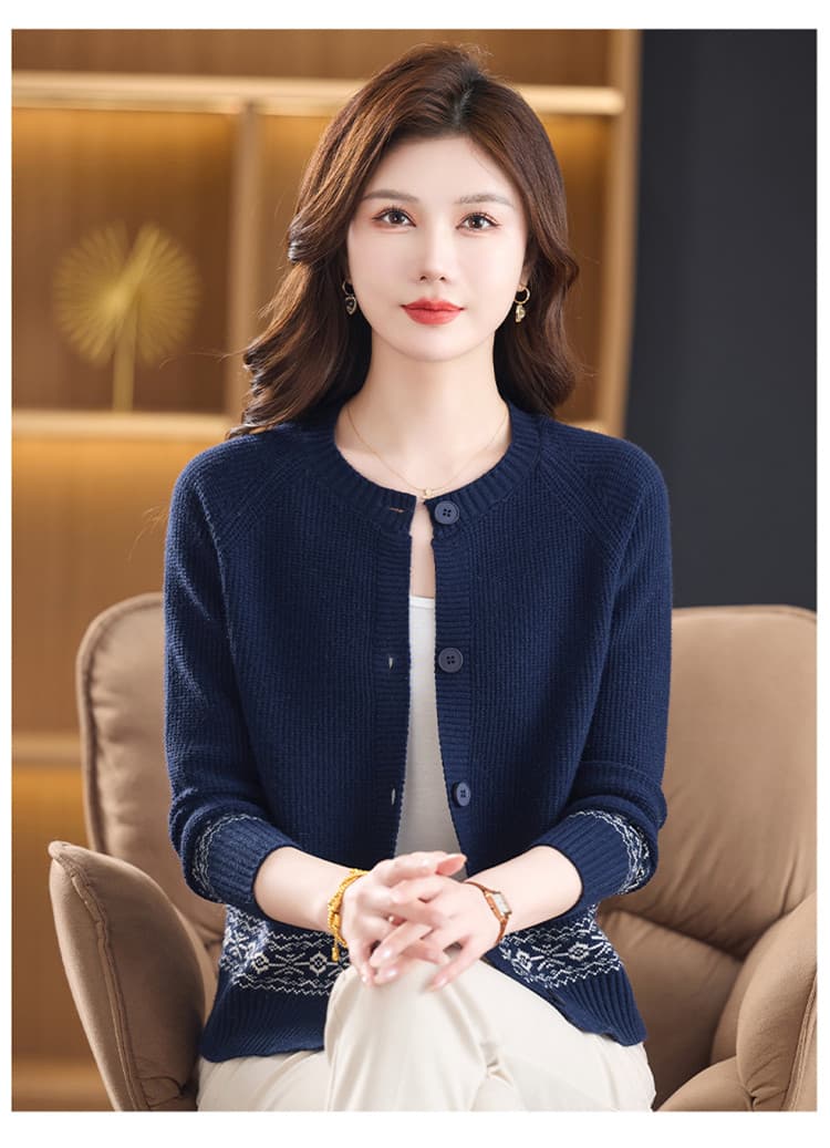 패션 품격 카디건 여성 뜨개질 오픈 가디건 봄 가을 새로운 엄마 쇼트 스타일 스웨터 코트 라운드 넥 외출용 상세 이미지 24