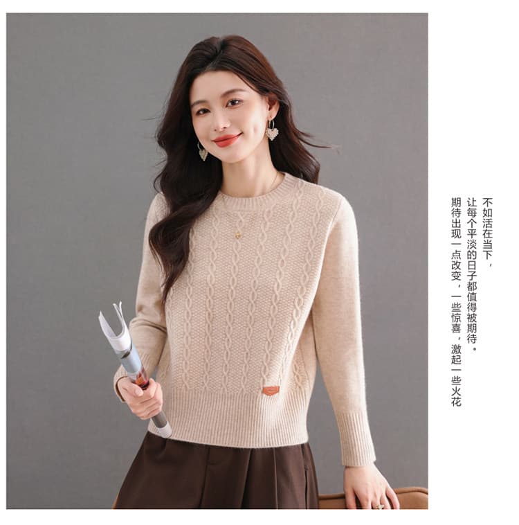 어머니 드레스 가을 겨울 새로운 마 무늬 모직물 중노년 라운드 넥 단색 보온 맨위 루즈핏 슬림해 보이는 인사이드 가져 가라. 상세 이미지 17