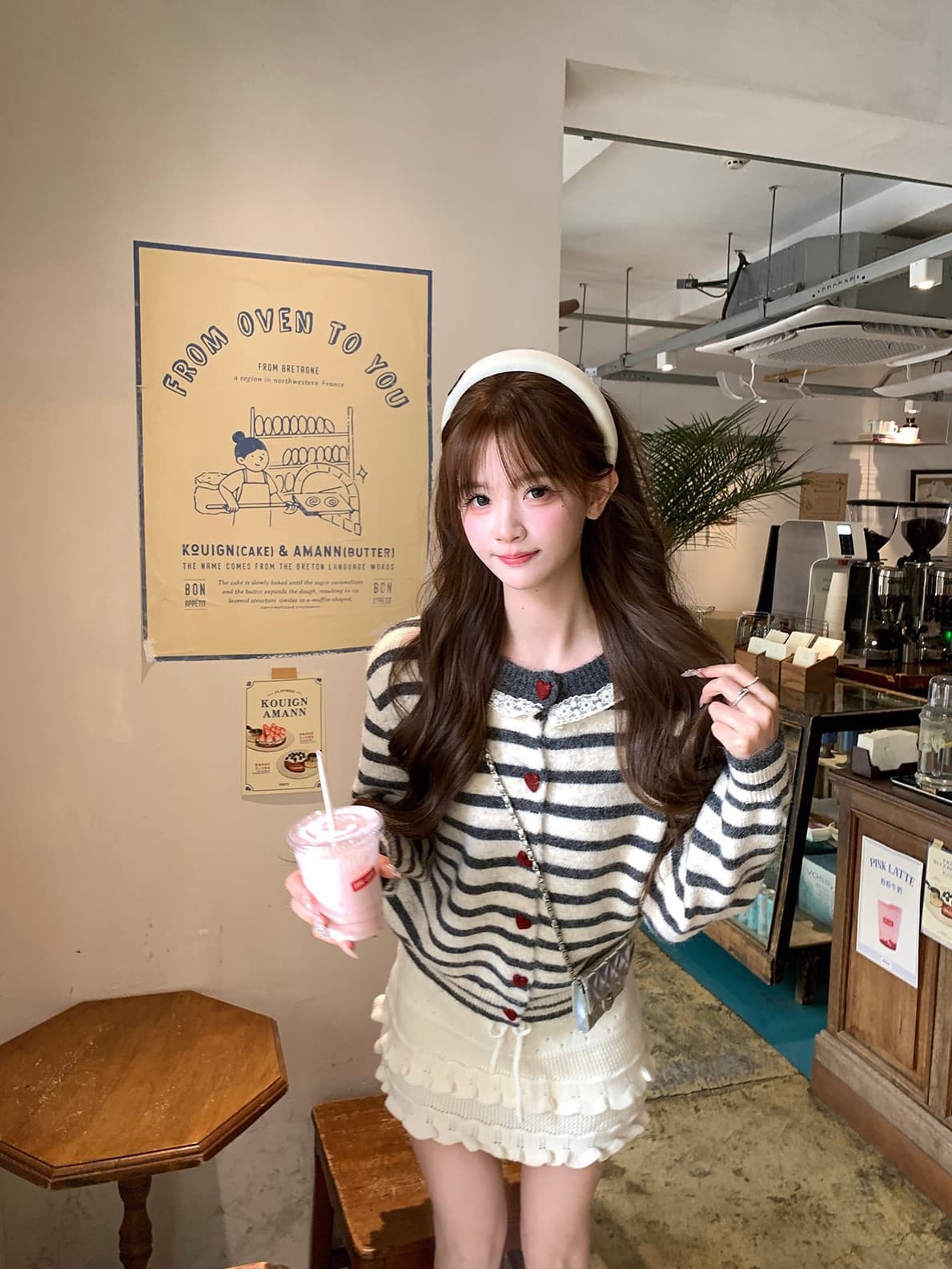 한 부서 학원 스타일 달콤함 귀여운 스트라이프 니트 오픈 가디건 여성 가을 겨울 루즈핏 다용도 연령 감소 작은 키 맨위 트렌디 이미지 4