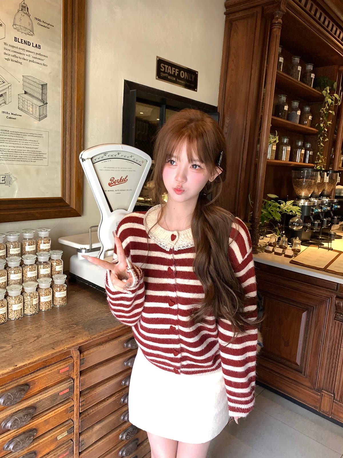 한 부서 학원 스타일 달콤함 귀여운 스트라이프 니트 오픈 가디건 여성 가을 겨울 루즈핏 다용도 연령 감소 작은 키 맨위 트렌디 상세 이미지 6