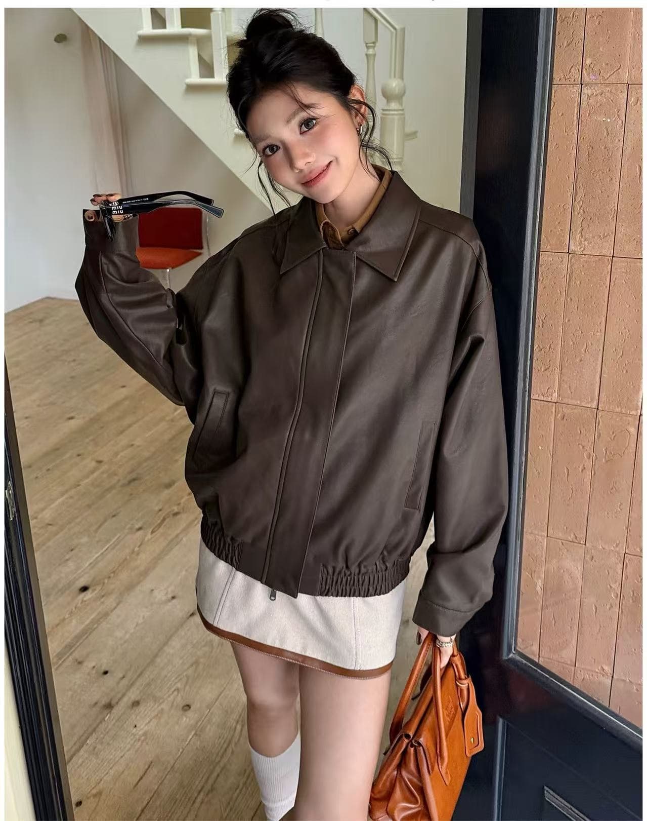 2026 새로운 조수 브랜드 아메리칸 레트로 가죽 재킷 재킷 봄 가을 루즈핏 캐주얼 커플 오토바이 악당 잘 생긴 이미지 4