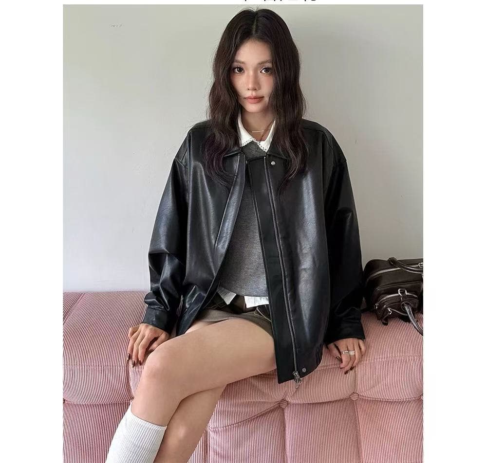 2026 새로운 조수 브랜드 아메리칸 레트로 가죽 재킷 재킷 봄 가을 루즈핏 캐주얼 커플 오토바이 악당 잘 생긴 상세 이미지 3
