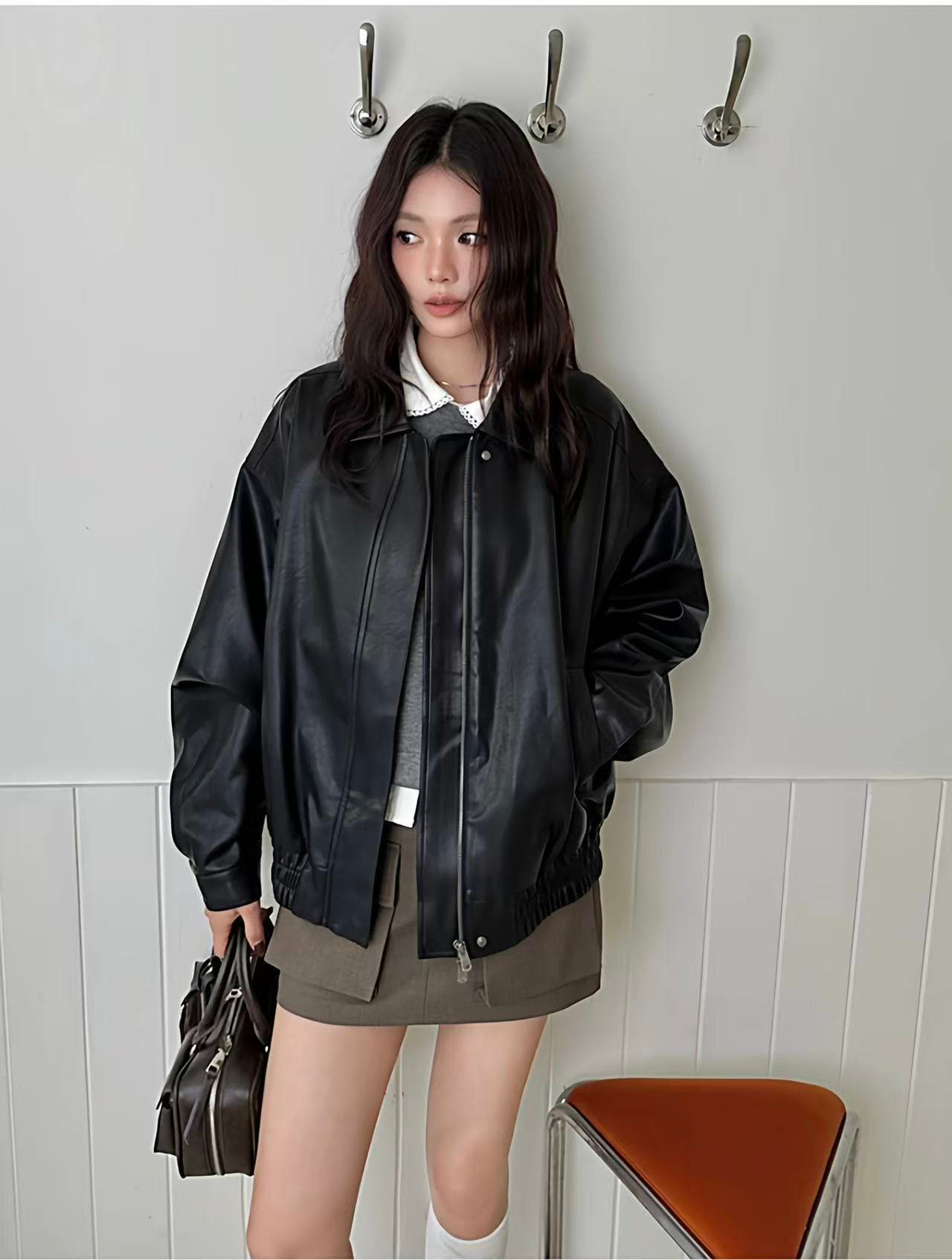 2026 새로운 조수 브랜드 아메리칸 레트로 가죽 재킷 재킷 봄 가을 루즈핏 캐주얼 커플 오토바이 악당 잘 생긴 상세 이미지 5