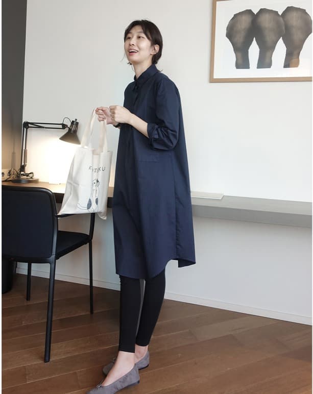 봄 가을 새로운 한국 스타일 긴팔 흰 셔츠 여자 중간 롱 코트 루즈핏 슬림해 보이는 셔츠 드레스 다용도 캐주얼 맨위 트렌디 상세 이미지 20