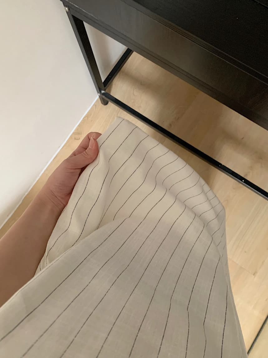 편안함 실링 느긋한 다용도 스트라이프 질감 센스 휴가 바람 루즈핏 민소매 조끼 면 린넨 드레스 상세 이미지 4