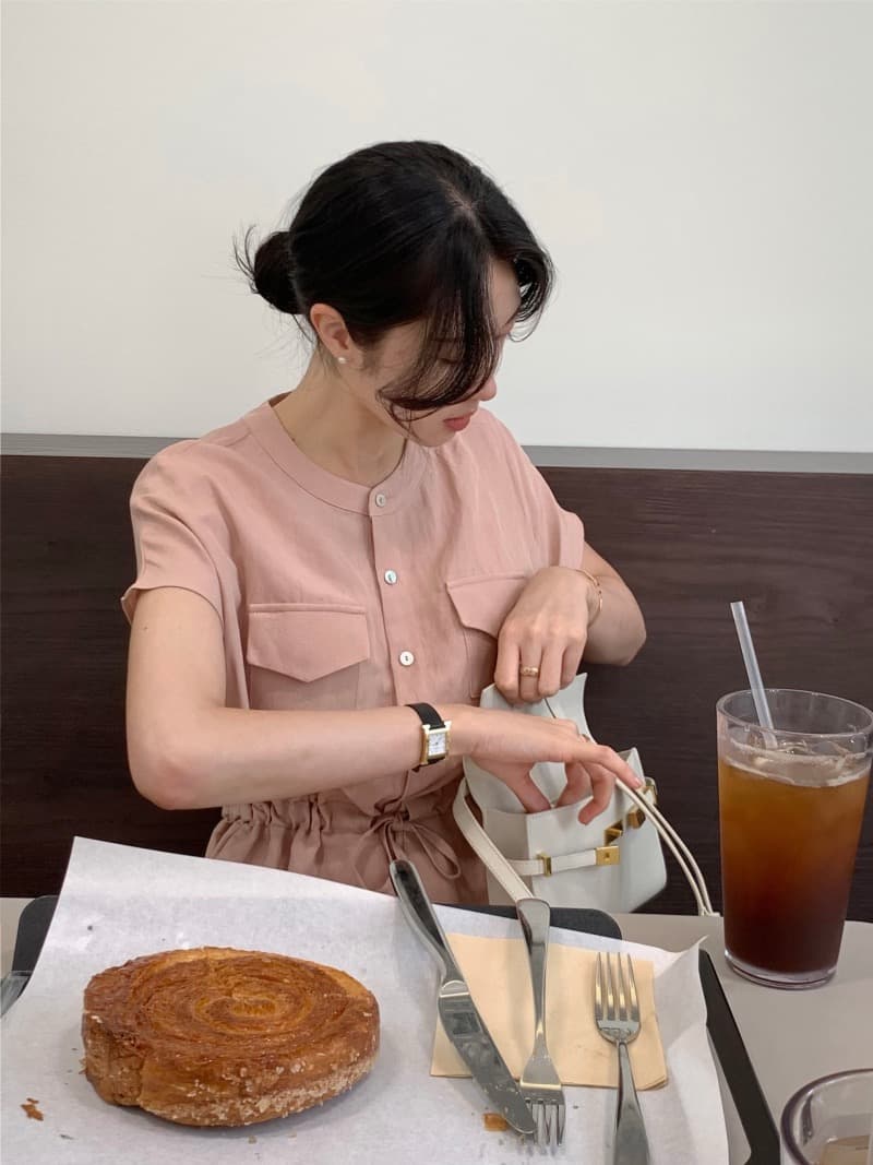 chic 한국 스타일 허리 수축 펌프 로프 측면 트임 드레스 상세 이미지 14