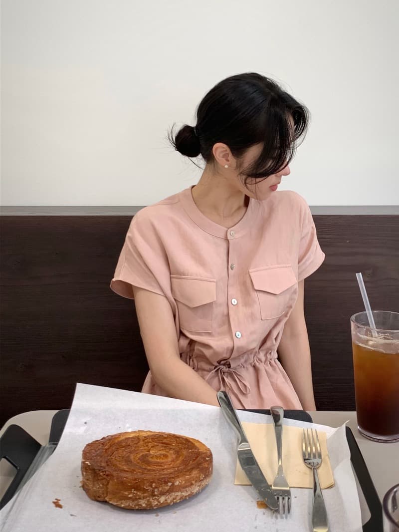 chic 한국 스타일 허리 수축 펌프 로프 측면 트임 드레스 상세 이미지 15