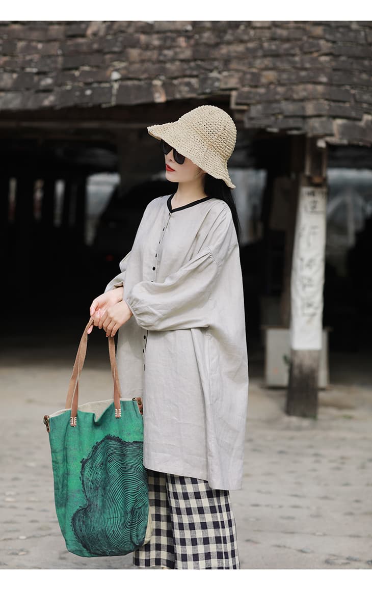 봄 가을 문예 특대 사이즈 루즈핏 연령 감소 캐주얼 바람을 피우다 롱 코트 품격 오픈 가디건 상세 이미지 9