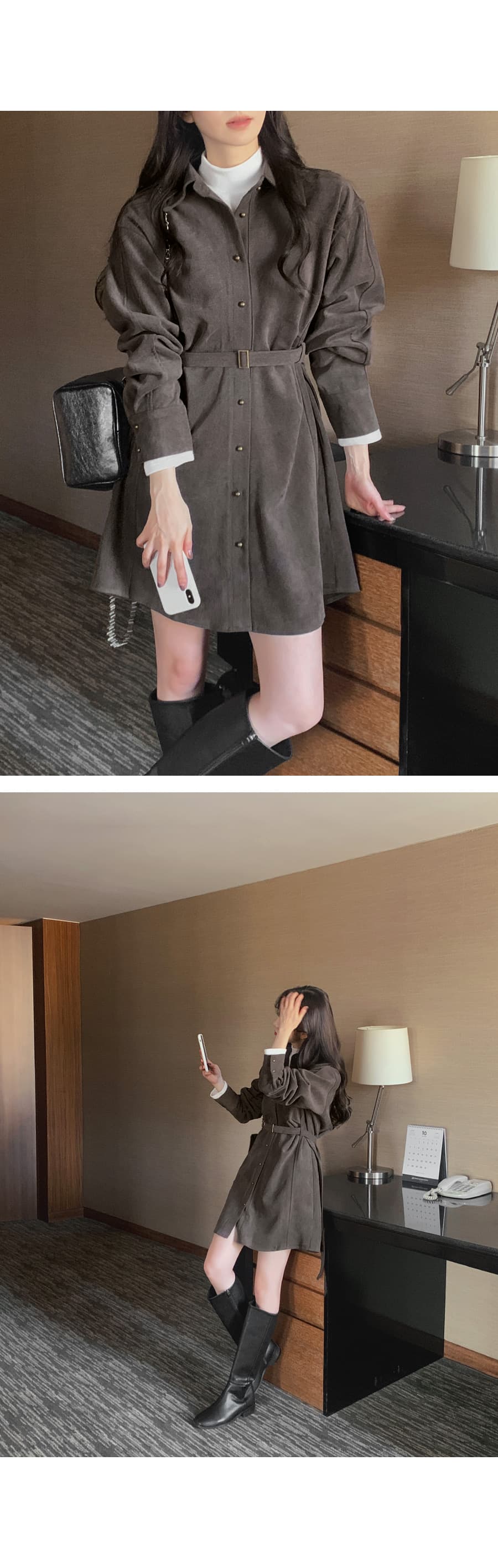 한국 chic 프랑스식 레이스업 허리 수축 슬림해 보이는 여성 드레스 상세 이미지 12