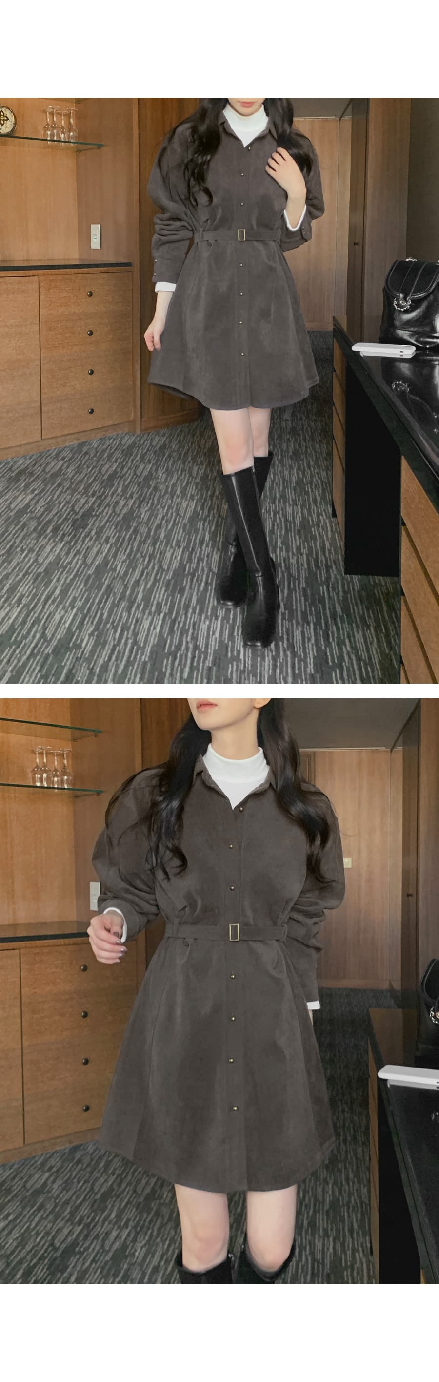 한국 chic 프랑스식 레이스업 허리 수축 슬림해 보이는 여성 드레스 상세 이미지 19