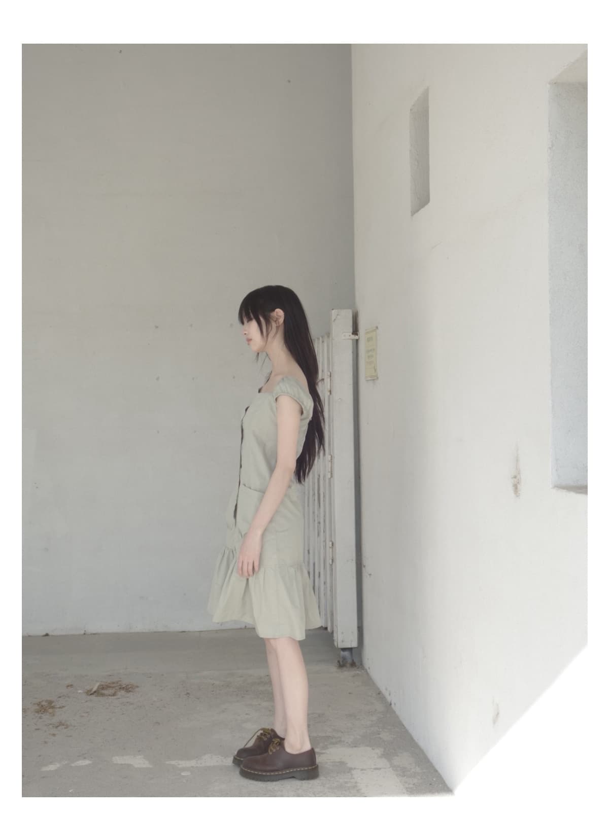 한 부서 미니멀리즘 문예 레트로 품격 광장 리더쉽 단추 빅 포켓 캐주얼 작은 날다 소매 드레스 상세 이미지 18