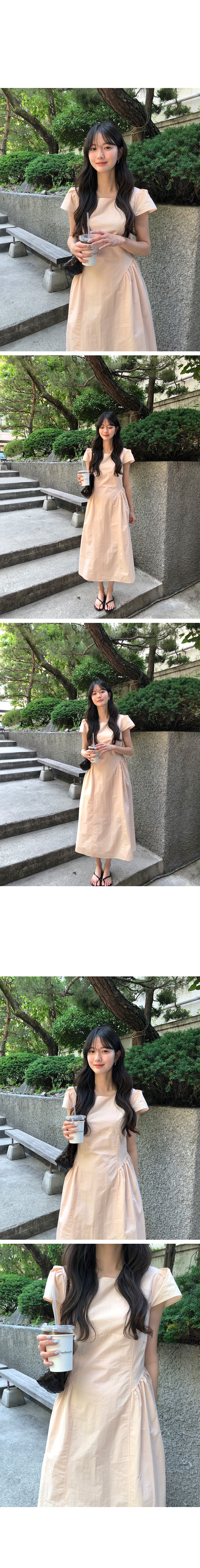 chic 새로운 디자인 센스 프랑스식 출퇴근 면 소재 주름 품격 드레스 아이들 상세 이미지 1