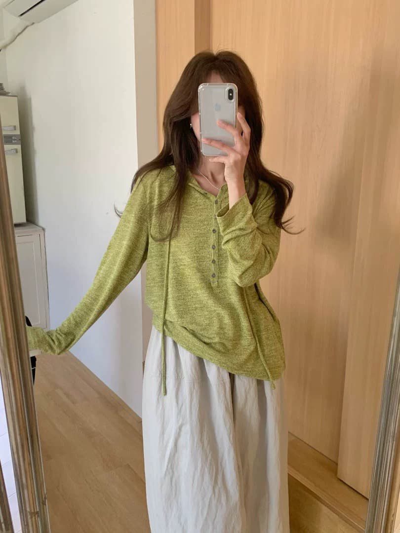 한 부서 chic 가을 새로운 하프 버클 후드 긴팔 티셔츠 여성 루즈핏 슬림해 보이는 캐주얼 다용도 미니멀리즘 맨위 ins 상세 이미지 11