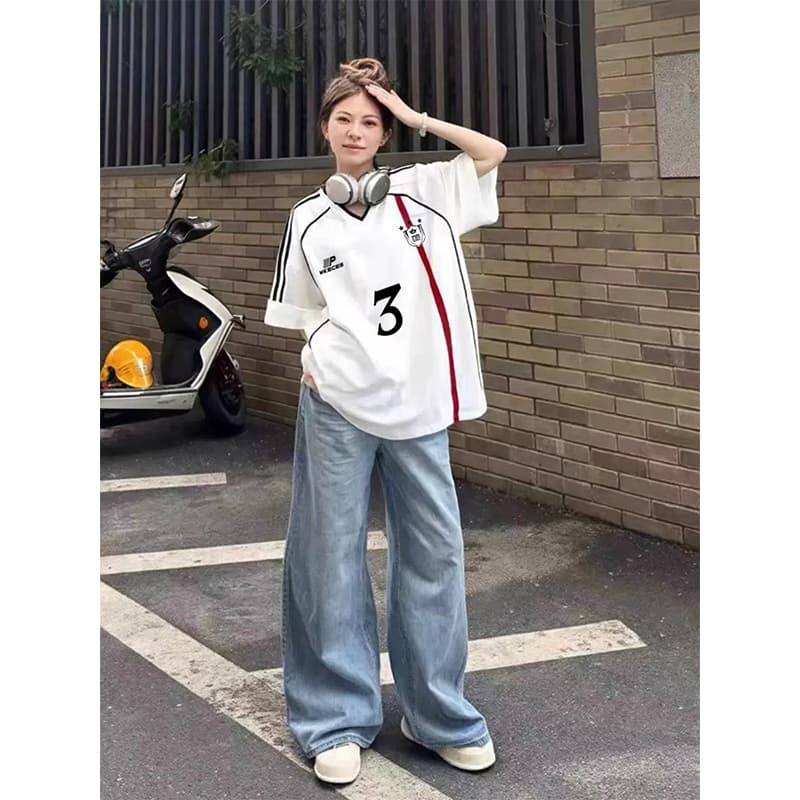 32 더블 실 순면 반팔 티셔츠 남자 여름 2026 새로운 스트라이프 중간 길이 루즈핏 라운드 넥 맨위 여성 의류 상세 이미지 2
