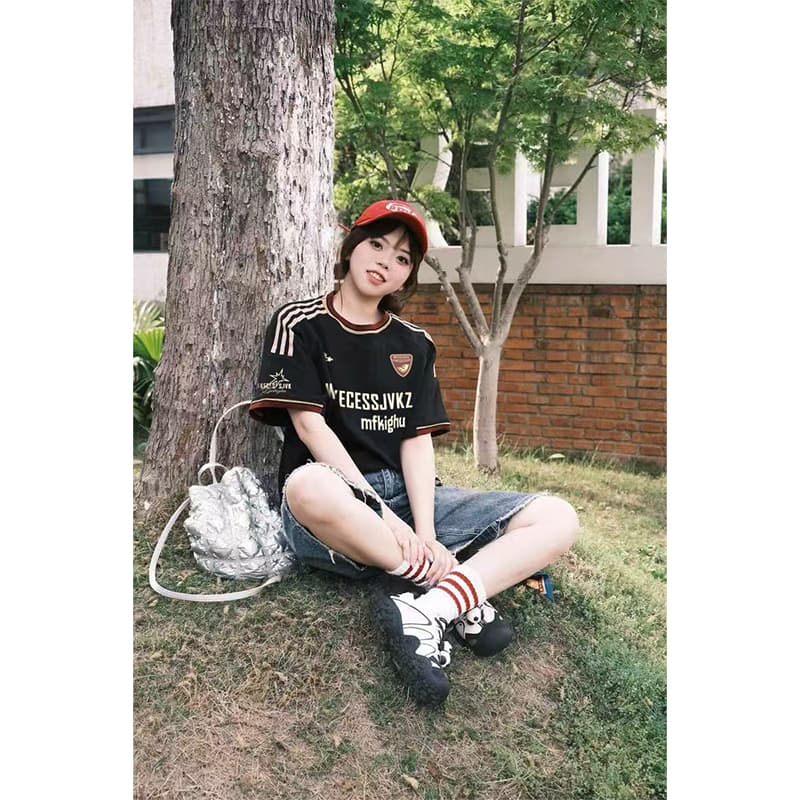 32 더블 실 순면 반팔 티셔츠 남자 여름 2026 새로운 중간 길이 루즈핏 스트라이프 라운드 넥 맨위 여성 의류 상세 이미지 4
