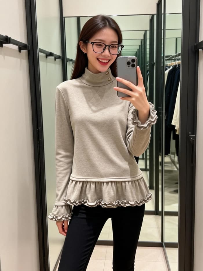 280 그램 양이온 De 플러시 봄 가을 긴팔 티셔츠 기본 셔츠 여성 의류 목이버섯 레이스 터틀넥 맨위