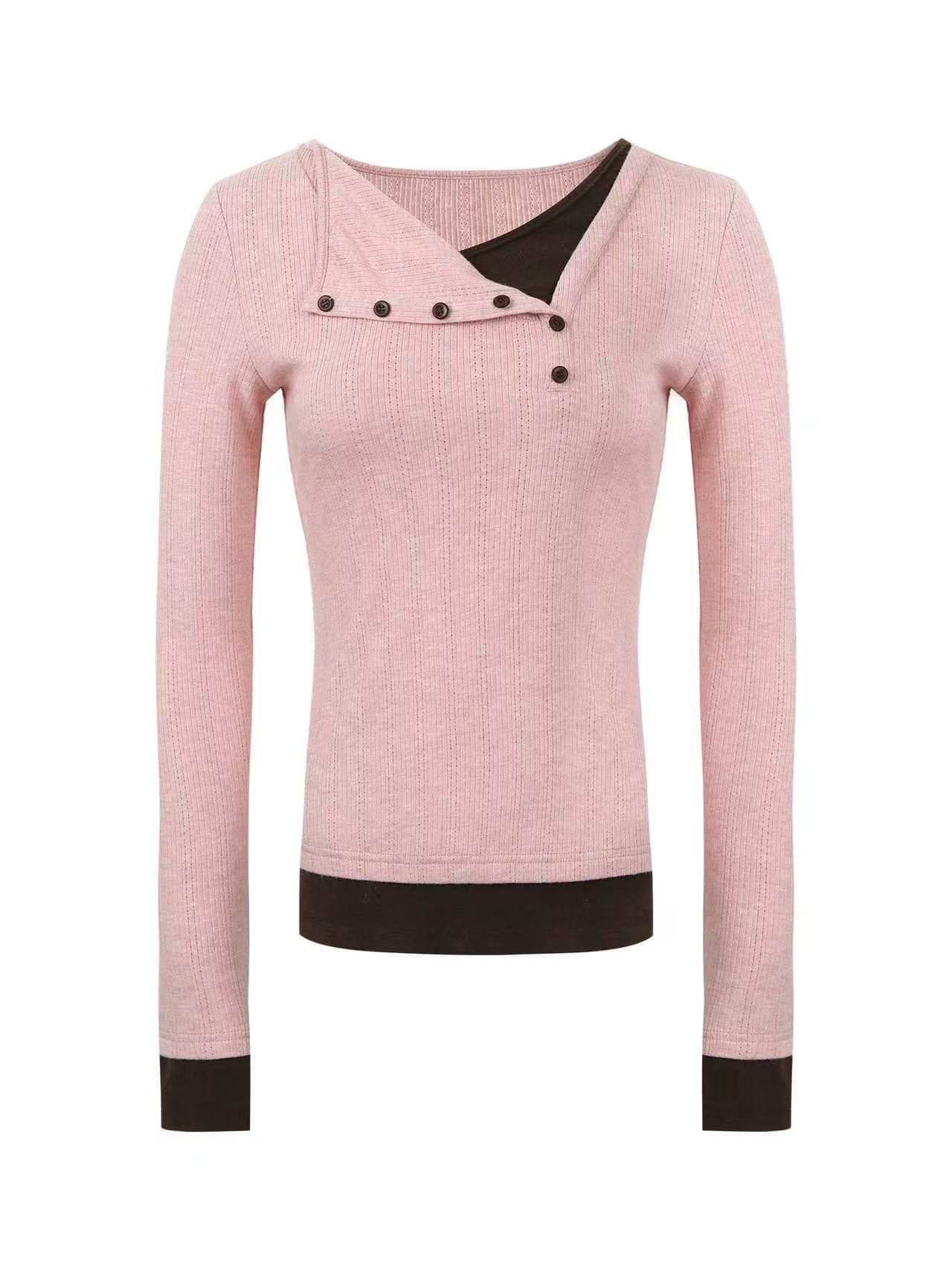 280 그램 원본 긴팔 티셔츠 기본 셔츠 여성 얇은 쇼트 스타일 인사이드 가져 가라. 봄 가을 새로운 페이크 레이어드 폴로 칼라 맨위 상세 이미지 5