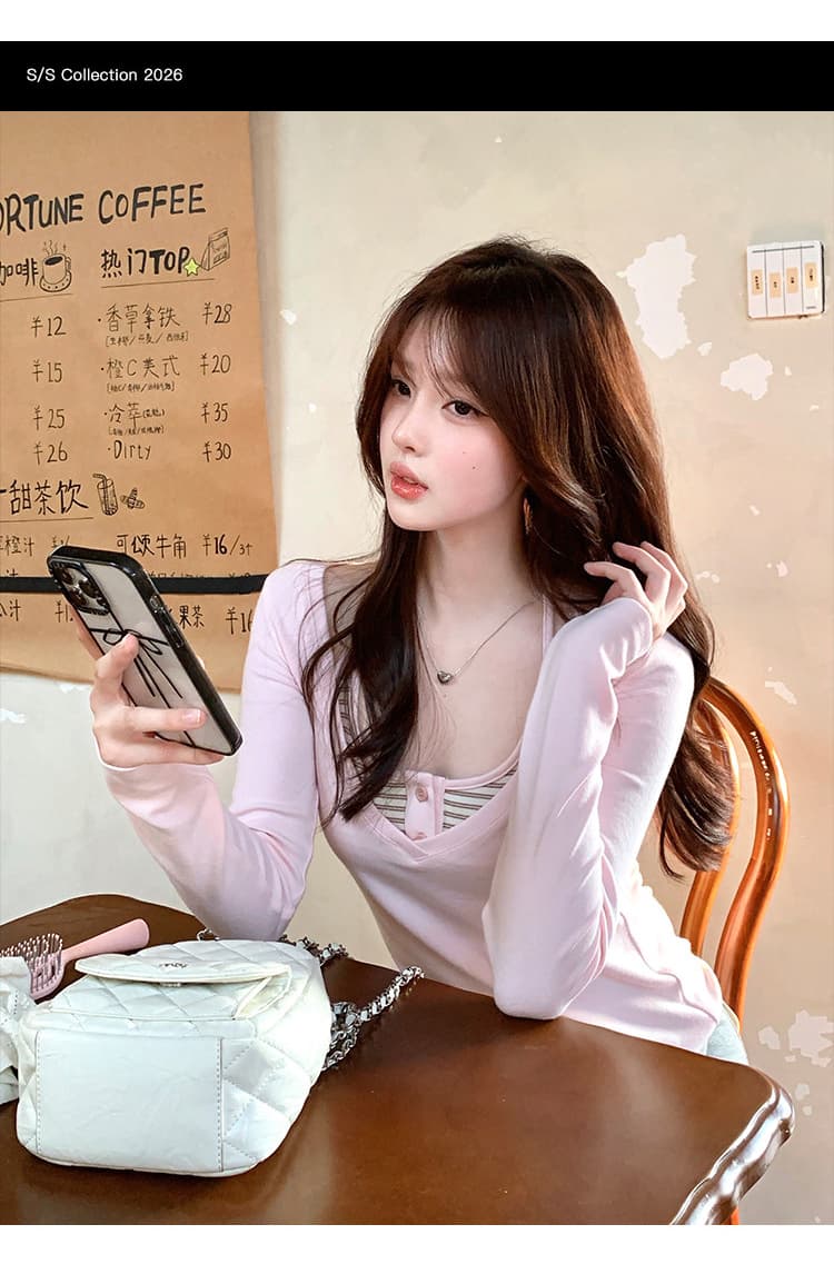 260 그램 모달 슬립 긴팔 티셔츠 여성 의류 사실 두 조각 새로운 몸매 가꾸기 기본 셔츠 맨위 상세 이미지 8