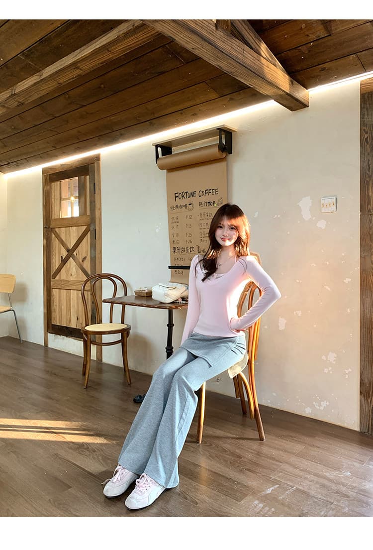 260 그램 모달 슬립 긴팔 티셔츠 여성 의류 사실 두 조각 새로운 몸매 가꾸기 기본 셔츠 맨위 상세 이미지 27