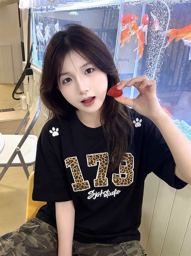 32 더블 실 순면 반팔 티셔츠 여성 여름 새로운 한 부서 루즈핏 가시 자수 라운드 넥 맨위 상세 이미지 13