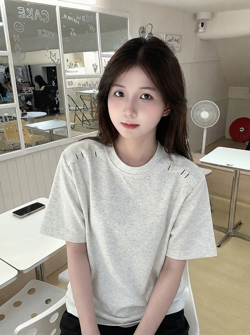 남자 바 면 220 그램 반팔 티셔츠 남녀 커플룩 조수 브랜드 여름 새로운 긍정적 인 어깨 라운드 넥 맨위 이미지 4