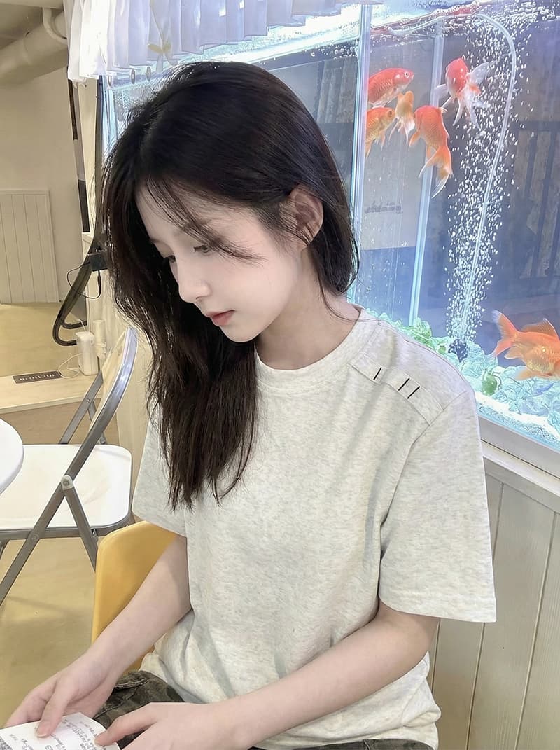 남자 바 면 220 그램 반팔 티셔츠 남녀 커플룩 조수 브랜드 여름 새로운 긍정적 인 어깨 라운드 넥 맨위 상세 이미지 12