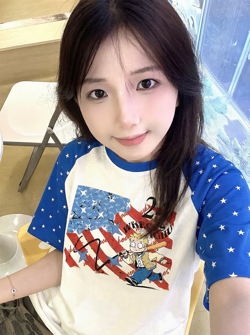 220 그램 순면 반팔 티셔츠 여성 의류 여름 트렌디 새로운 한 부서 삽입 어깨 소매 루즈핏 라운드 넥 맨위 이미지 4
