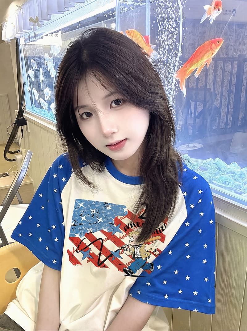 220 그램 순면 반팔 티셔츠 여성 의류 여름 트렌디 새로운 한 부서 삽입 어깨 소매 루즈핏 라운드 넥 맨위 상세 이미지 14