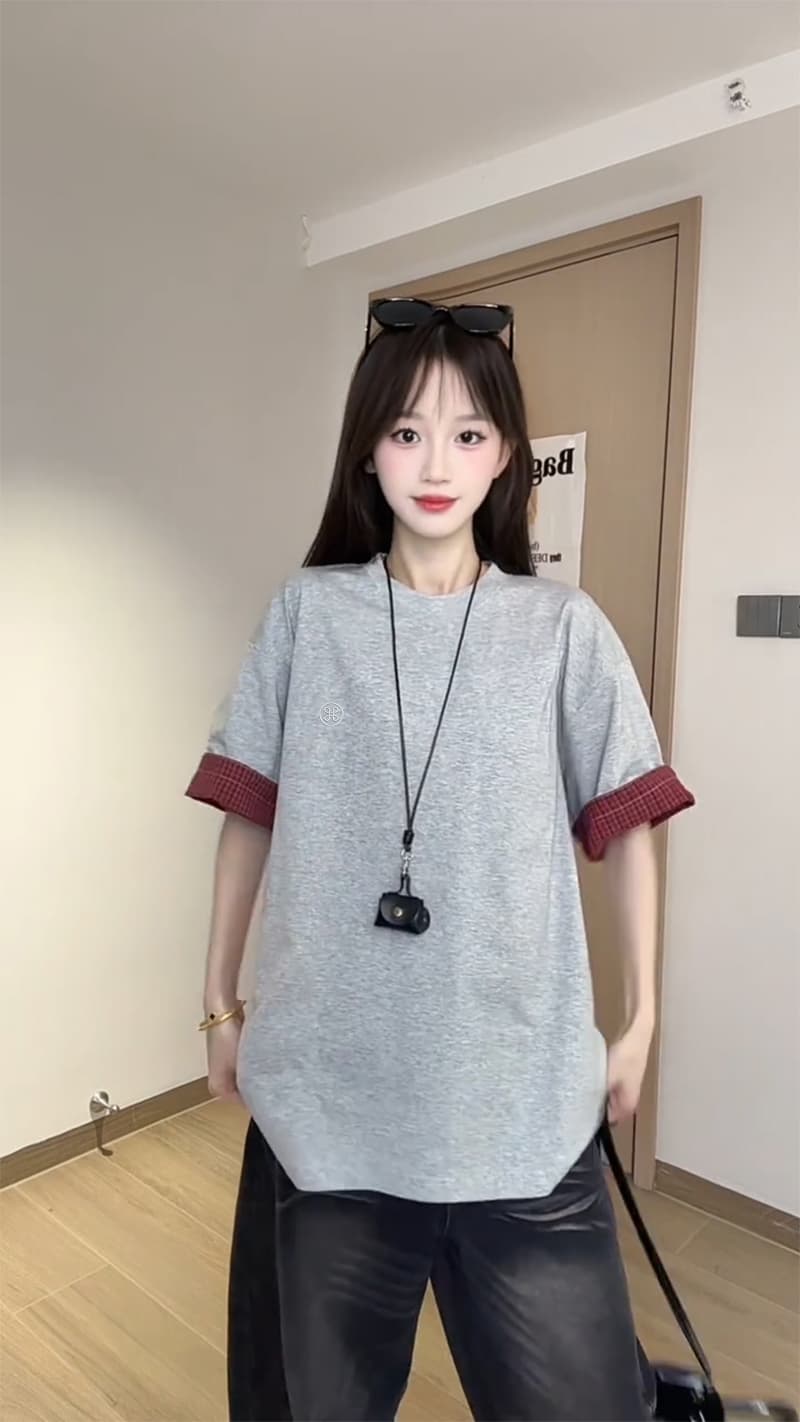 32 더블 실 순면 반팔 티셔츠 남녀 조수 브랜드 커플룩 여름 자수 루즈핏 라운드 넥 맨위