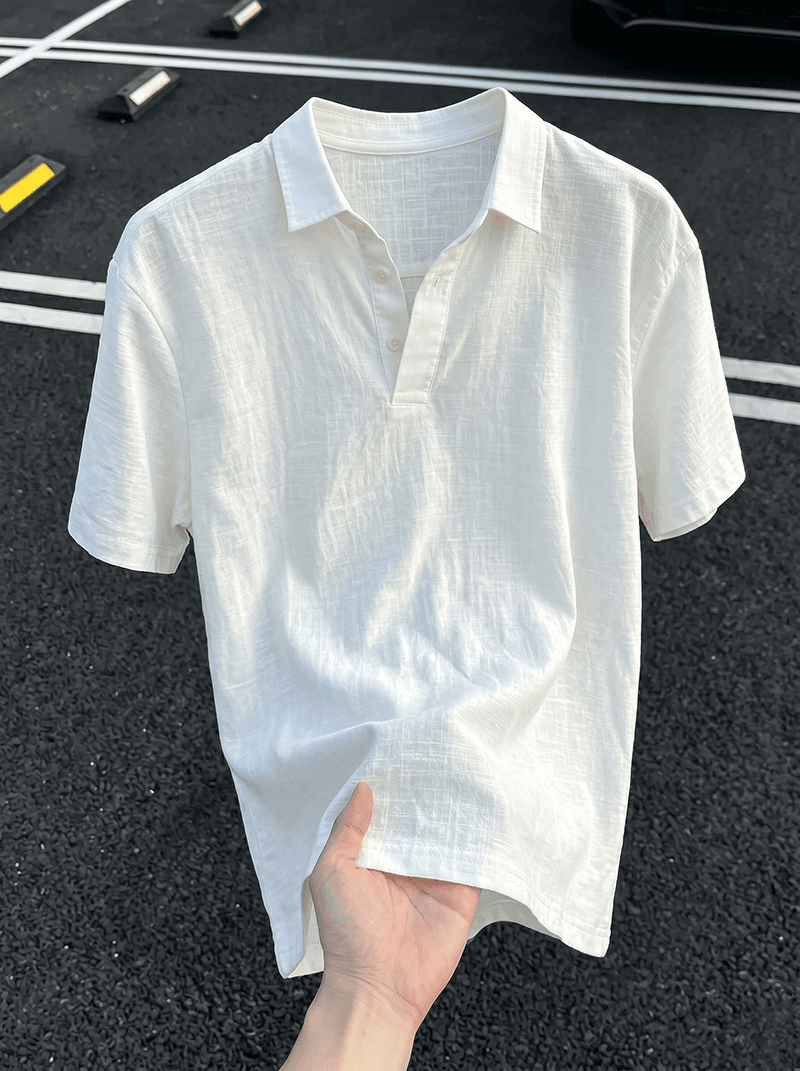 반팔 티셔츠 남녀 커플룩 여름 새로운 루즈핏 오래된 돈 바람 단색 POLO 칼라 한국 스타일 맨위 이미지 3