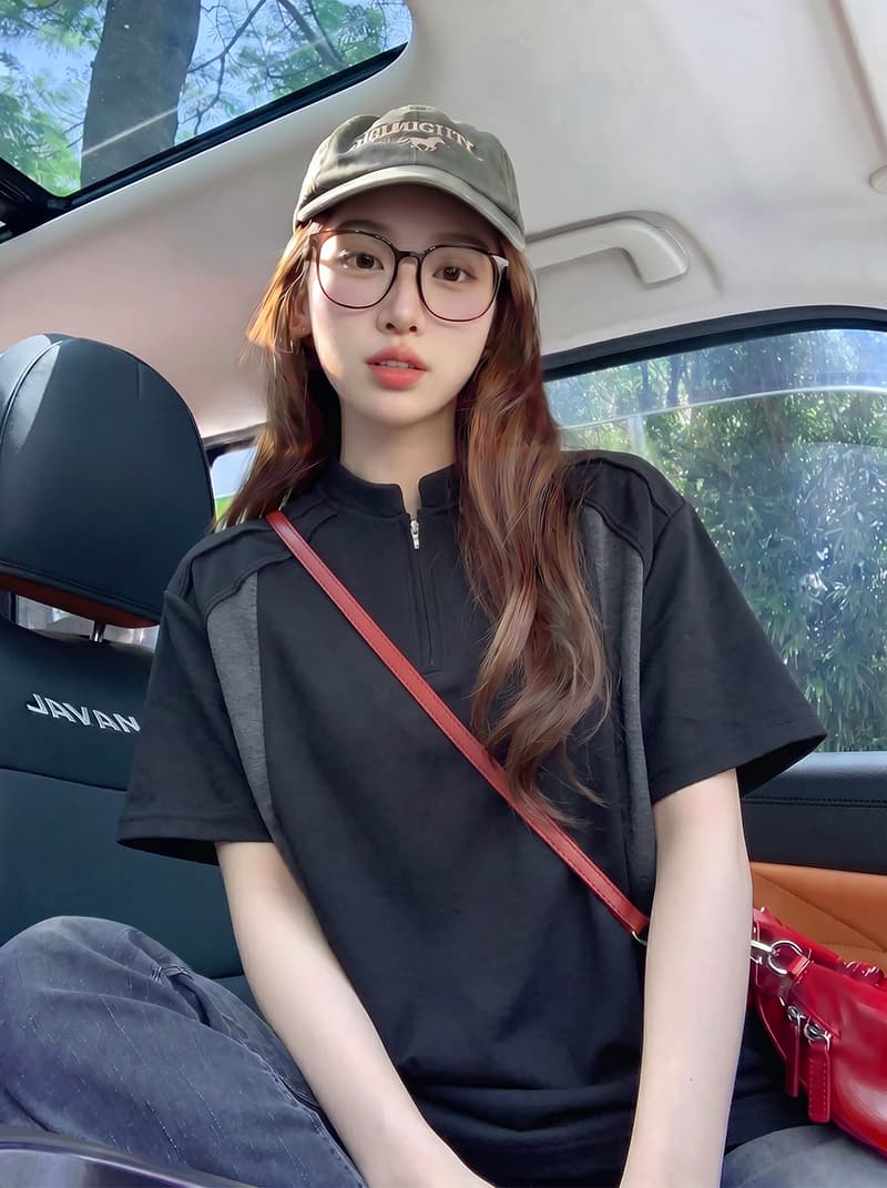 220 그램 남자 바 면 반팔 티셔츠 여성 의류 여름 새로운 루즈핏 삽입 색상 지퍼 스탠드 칼라 한국 스타일 맨위 상세 이미지 5