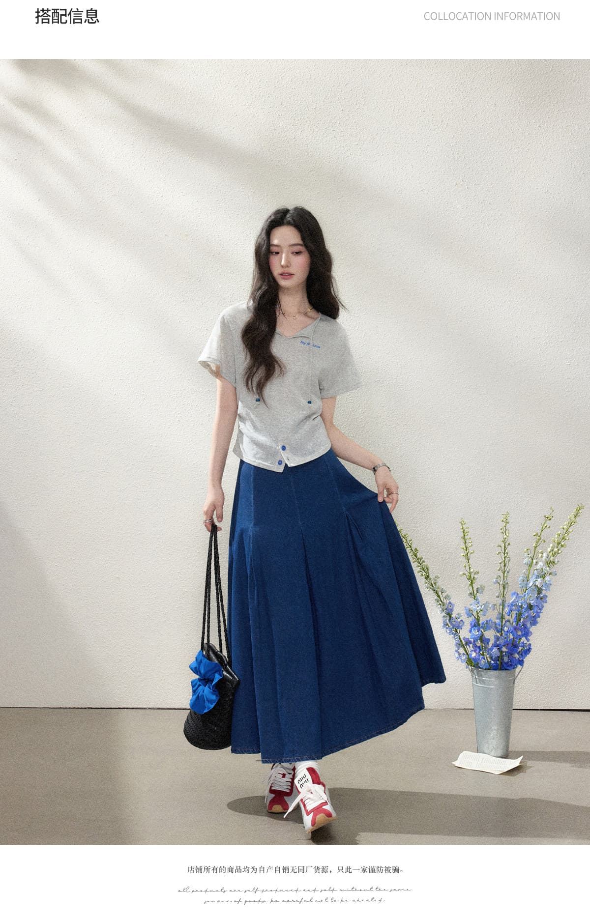 색상 포인트 천 반팔 티셔츠 여성 의류 여름 새로운 작은 샤넬 스타일 디자인 센스 단추 자수 한 첨부 된 의류 상세 이미지 10
