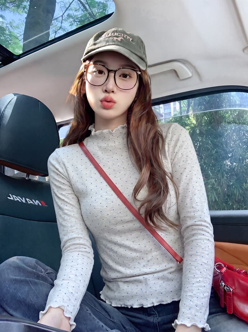 순면 리브 긴팔 티셔츠 기본 셔츠 여성 의류 도트 무늬 프릴 봄 가을 새로운 터틀넥 맨위 상세 이미지 9