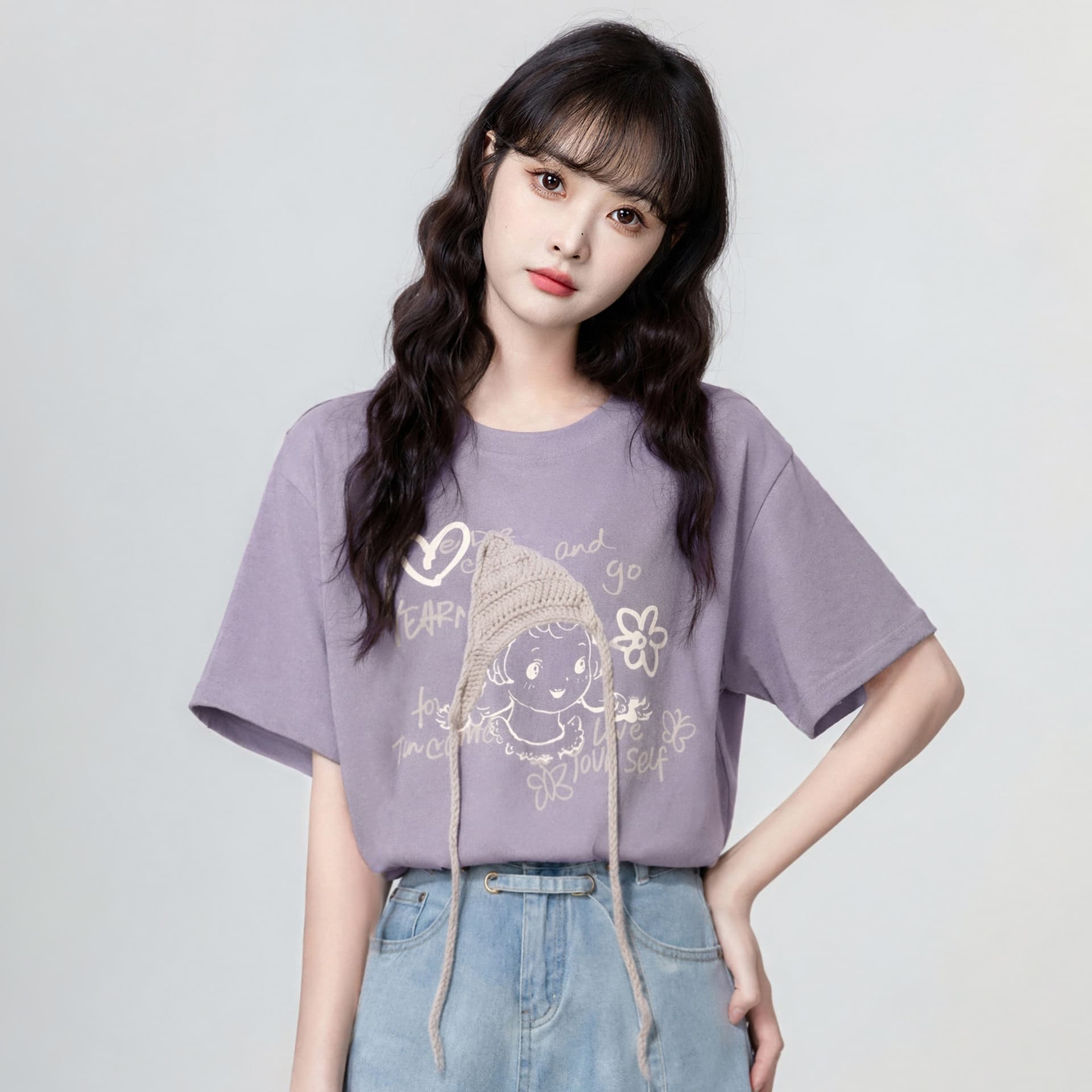 반팔 티셔츠 여성 의류 여름 새로운 한 부서 디자인 센스 트렌디 3 차원 장식 루즈핏 라운드 넥 맨위 상세 이미지 2