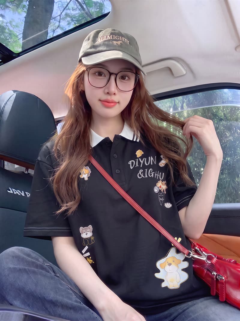 주간 실크 차가운 면 반팔 티셔츠 남녀 커플룩 여름 새로운 디자인 센스 루즈핏 POLO 칼라 맨위 상세 이미지 5