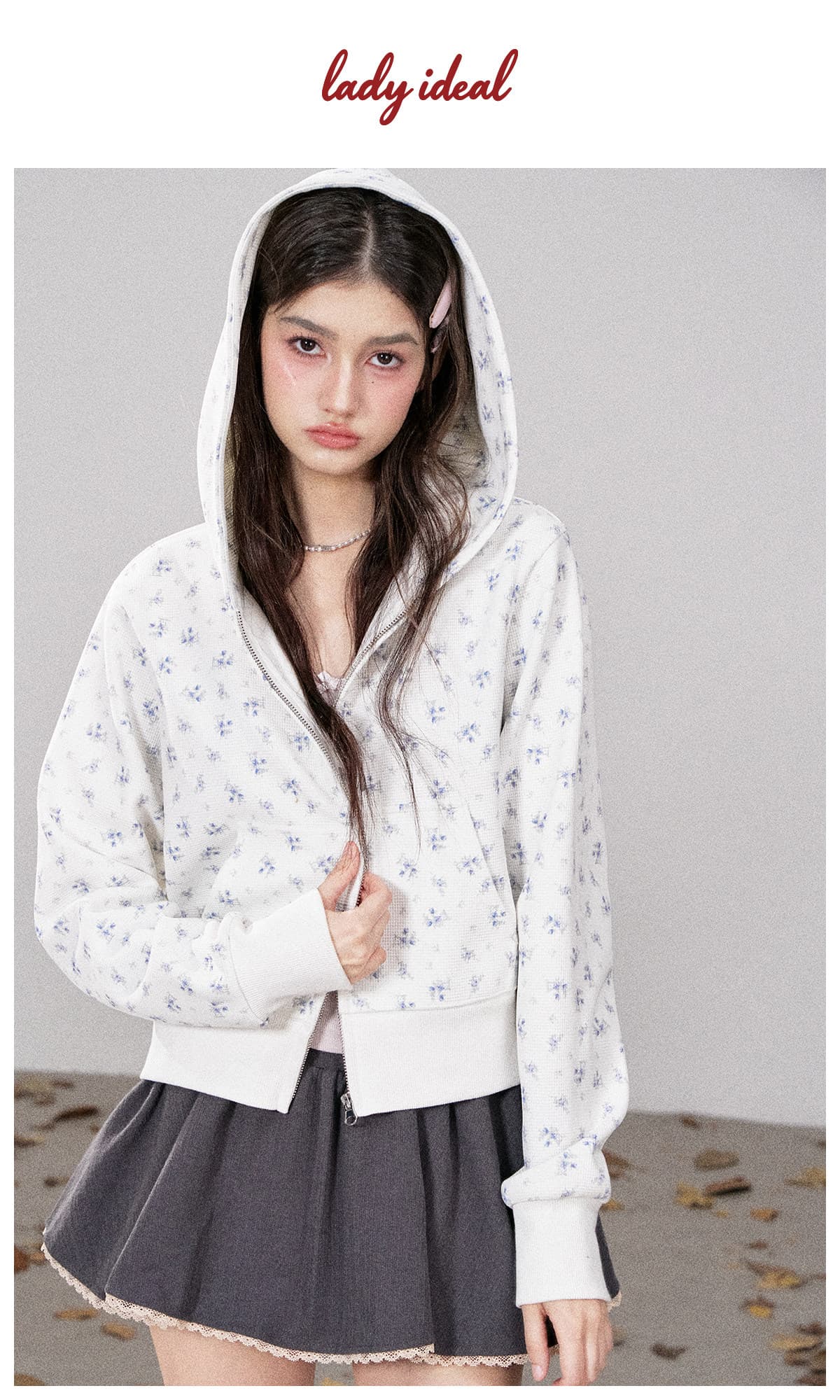 후아 남편 그리드 복합 우유 실크 380 그램 짧은 외투 후드티 여성 의류 봄 가을 지퍼 오픈 가디건 맨위 상세 이미지 7