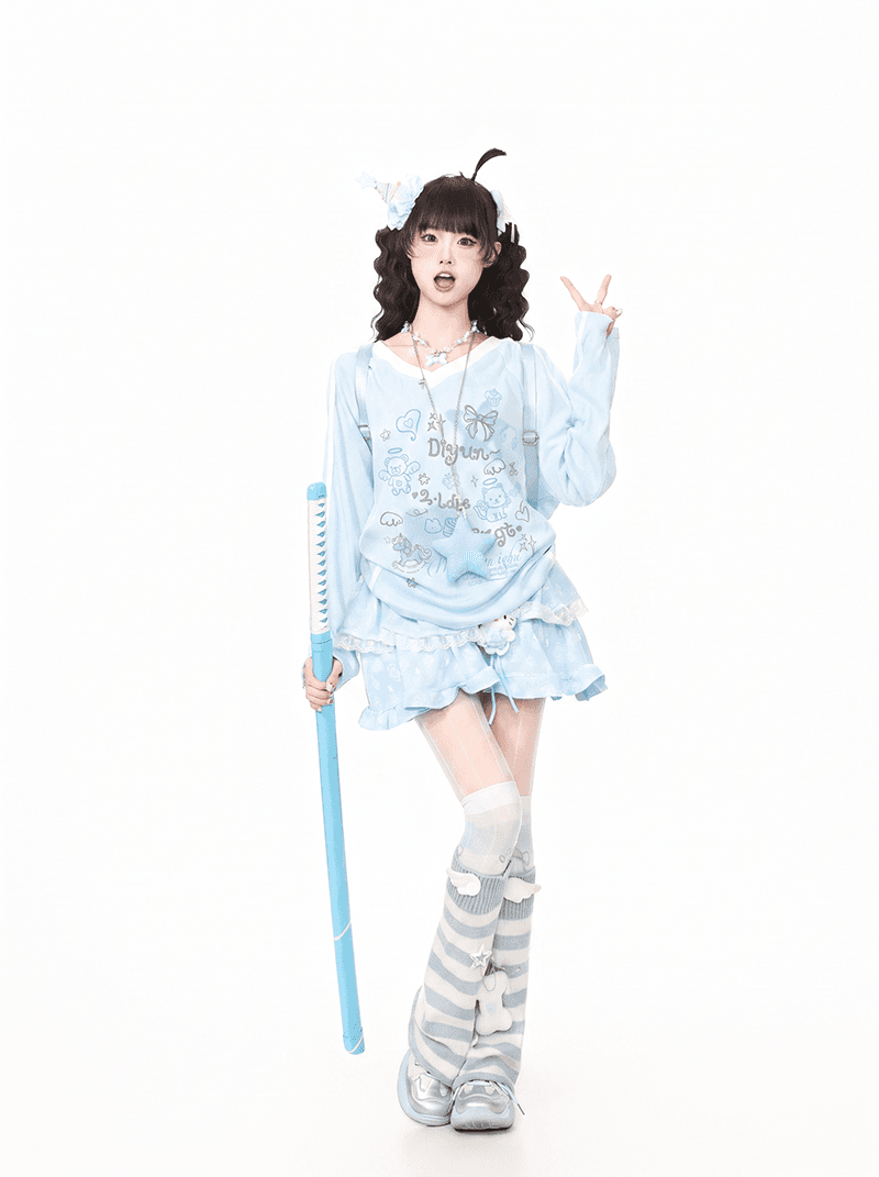 경관 그림 특별 가격 250그램 자카드 긴팔 티셔츠 기본 셔츠 여성 의류 디자인 센스 루즈핏 봄 가을 새로운 V넥 맨위 이미지 3