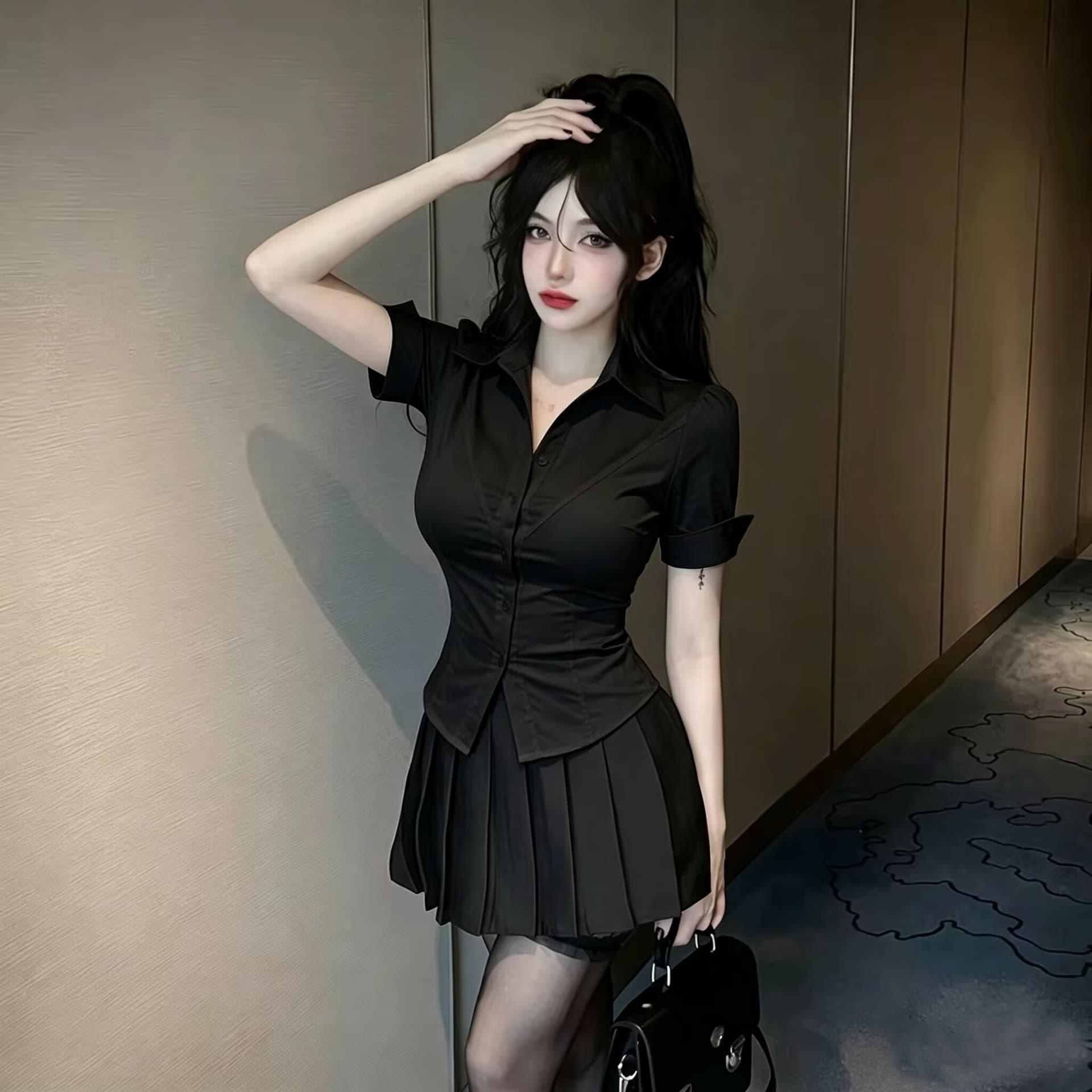 발 치료 여성 기술자 옷 2026 뮤 발 욕조 기술자 작업복 spa 세트 완료 플리츠 스커트 학원 스타일 jk 유니폼