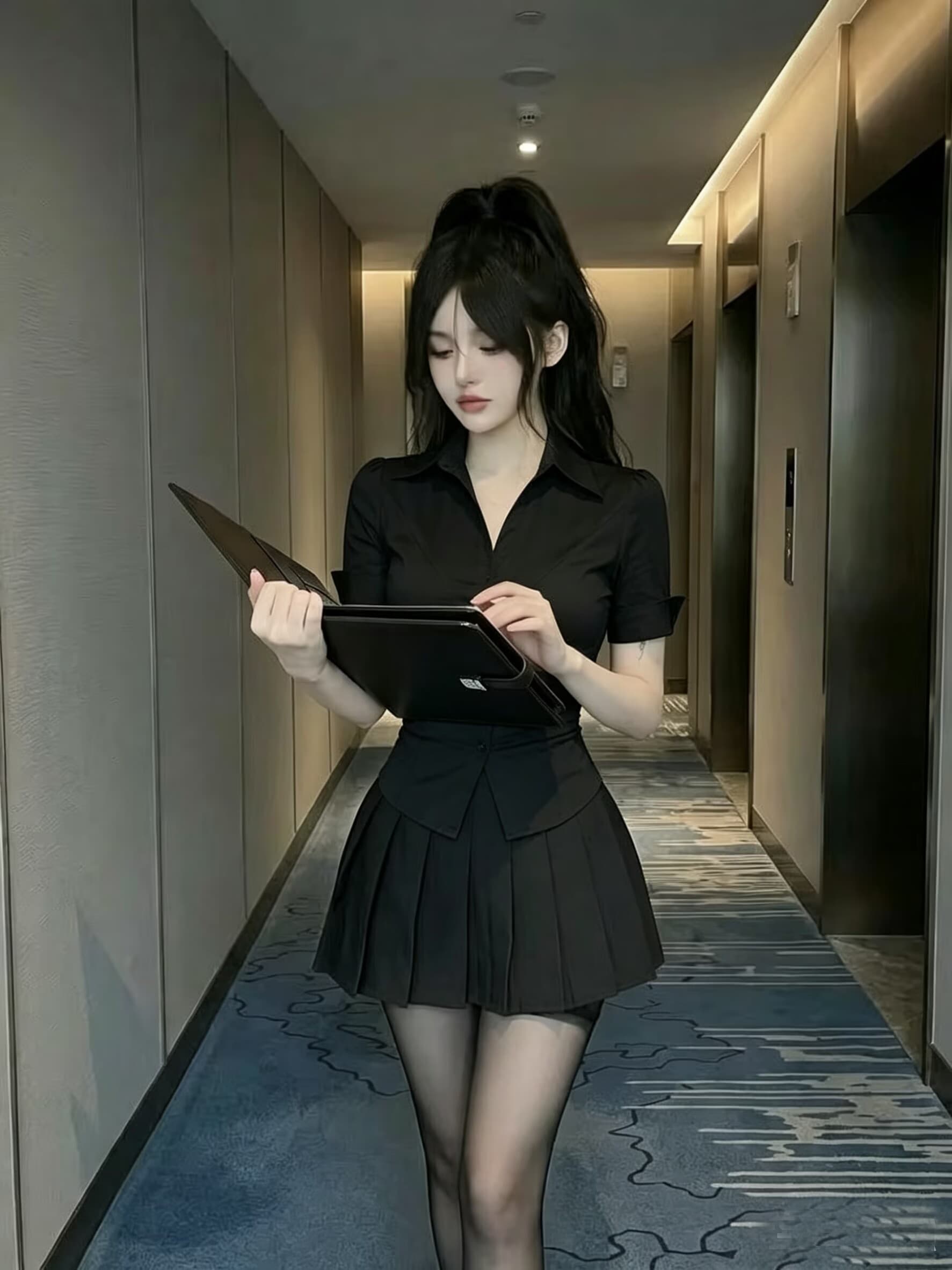 발 치료 여성 기술자 옷 2026 뮤 발 욕조 기술자 작업복 spa 세트 완료 플리츠 스커트 학원 스타일 jk 유니폼 상세 이미지 2