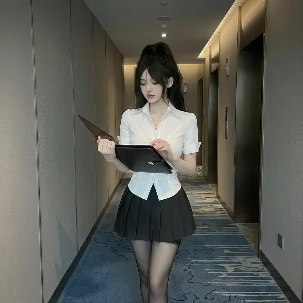 발 치료 여성 기술자 옷 2026 뮤 발 욕조 기술자 작업복 spa 세트 완료 플리츠 스커트 학원 스타일 jk 유니폼 상세 이미지 8