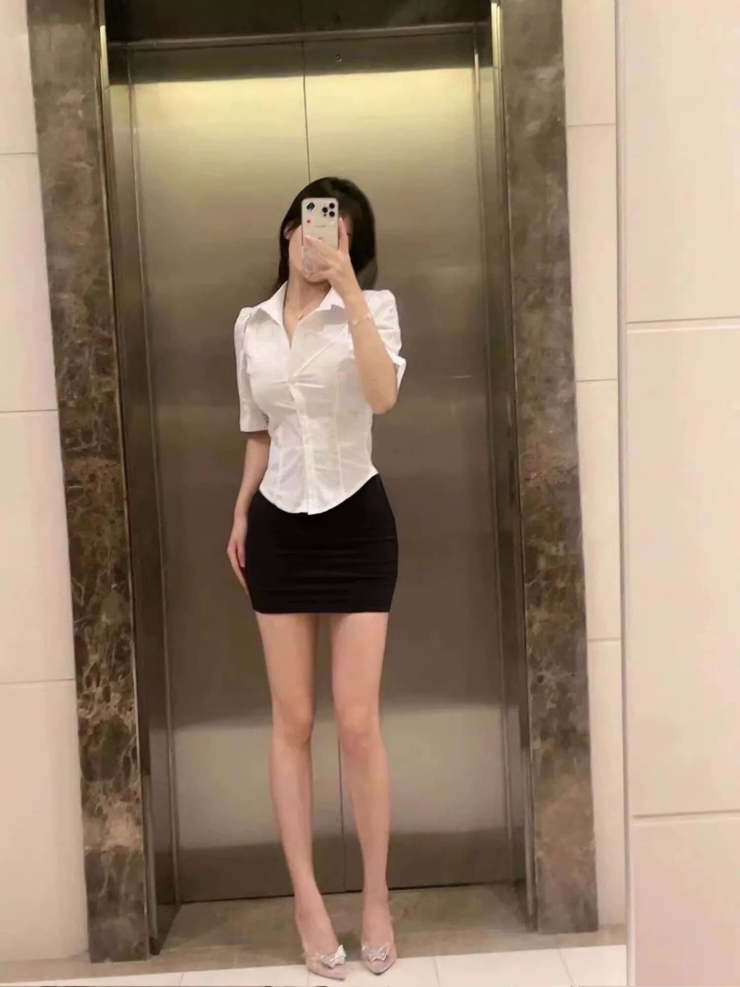허리 수축 블랙 여성 셔츠 경력 작업복 세트 여름 몸매 가꾸기 섹시함 셔츠 디자인 센스 작은 대중 쇼트 스타일 고급 센스 상세 이미지 7