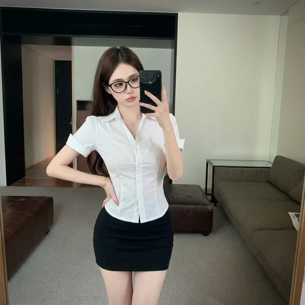 호텔 부드러운 스타일 발 욕조 기술자 작업복 섹시함 뷰티샵 건강 품격 워크웨어 셔츠 타이트 스커트 투피스 세트 상세 이미지 3