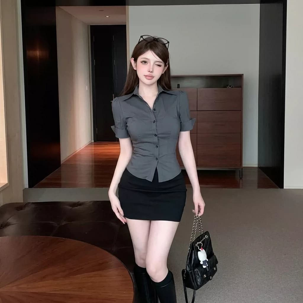 호텔 부드러운 스타일 발 욕조 기술자 작업복 섹시함 뷰티샵 건강 품격 워크웨어 셔츠 타이트 스커트 투피스 세트 상세 이미지 10