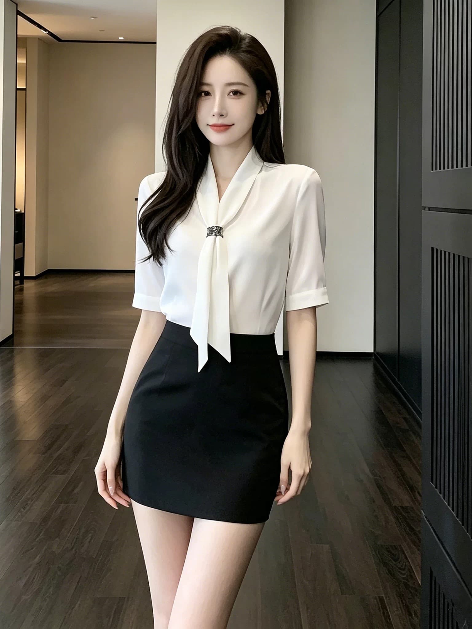 흰 셔츠 경력 세트 여성 의류 2026 새로운 여름 얇은 스타일 작업복 품격 출퇴근 셔츠 리셉션 유니폼 상세 이미지 1