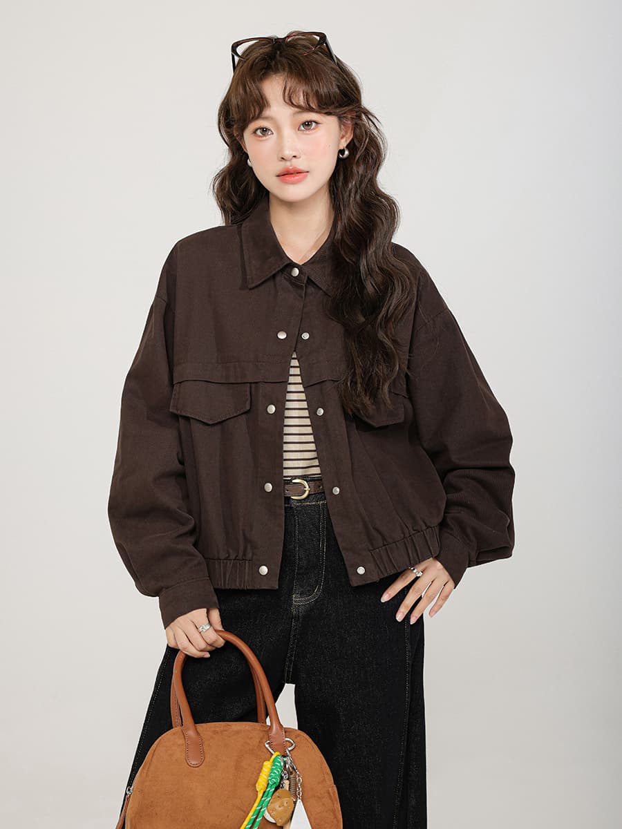 커피 색상 데님 여성 코트 봄 가을 2026 봄 가을 새로운 캐주얼 재킷 오픈 가디건 쇼트 스타일 맨위