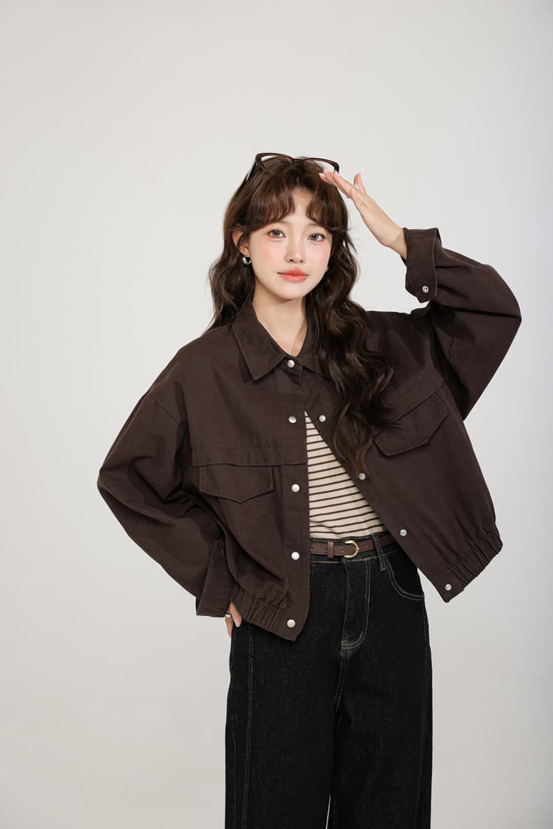 커피 색상 데님 여성 코트 봄 가을 2026 봄 가을 새로운 캐주얼 재킷 오픈 가디건 쇼트 스타일 맨위 상세 이미지 9