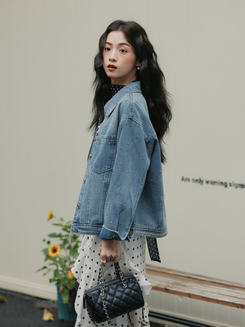 무거운 작업 핫픽스 아메리칸 레트로 데님 여성 코트 봄 가을 2026 새로운 고급 센스 루즈핏 캐주얼 재킷 맨위 상세 이미지 4